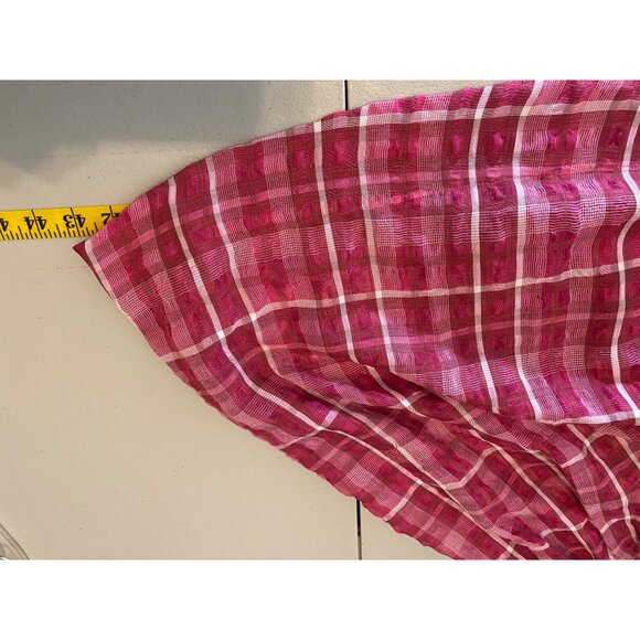 Madewell Baby Doll Dress Plaid Pink/White Puff Sleeve Keyhole Back Small - Picture 12 of 13